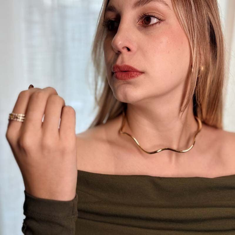 Choker Aro Orgânico Folheado a Ouro 18k