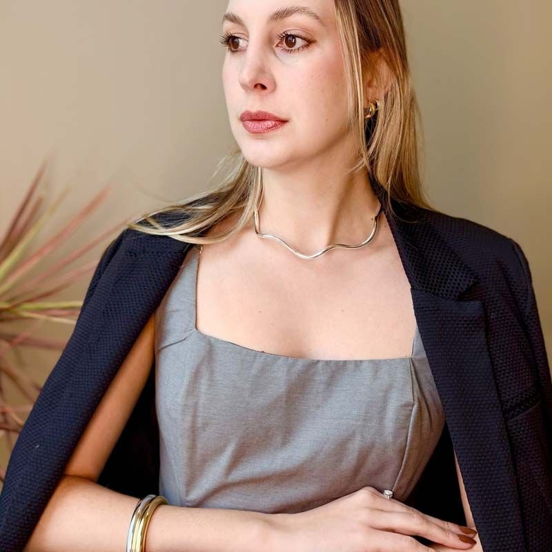 Choker Aro Orgânico Folheado a Prata 925