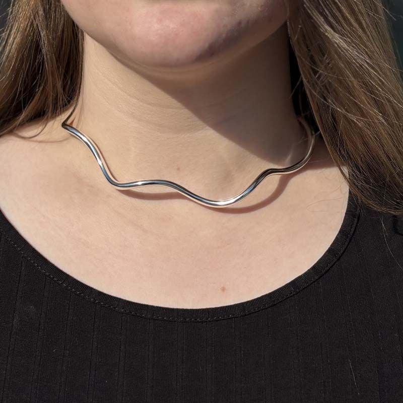 Choker Aro Orgânico Folheado a Prata 925