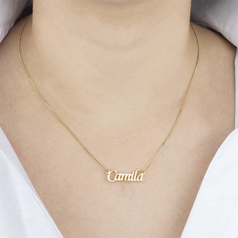 Colar com Nome Personalizado Folheado a Ouro 18k