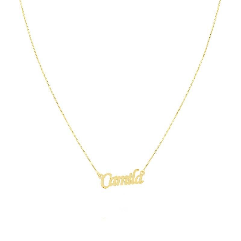 Colar com Nome Personalizado Folheado a Ouro 18k
