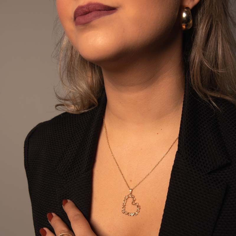 Colar com Pingente de Coração Folheado a Ouro 18k