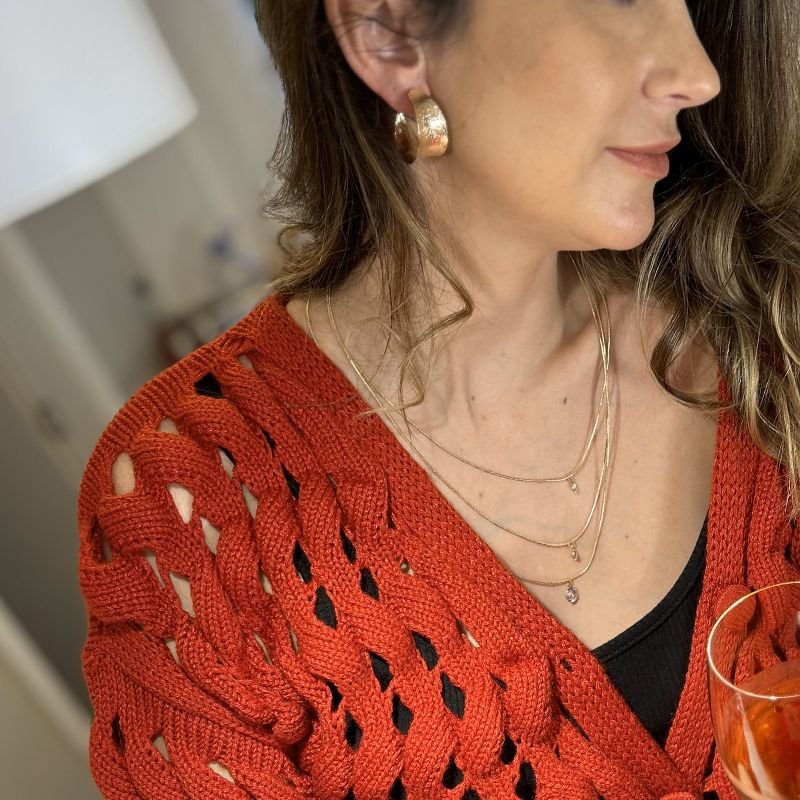 Colar de Cordão Triplo Com Pontos de Luz Folheado a Ouro 18k