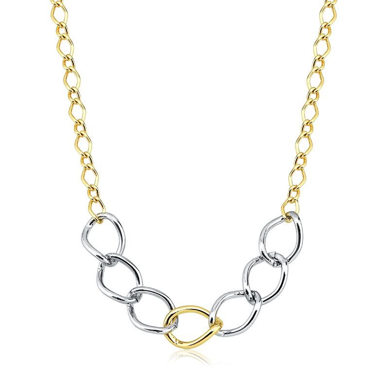 Colar De Correntes Bicolor Folheado a Ouro 18k e Ródio Branco