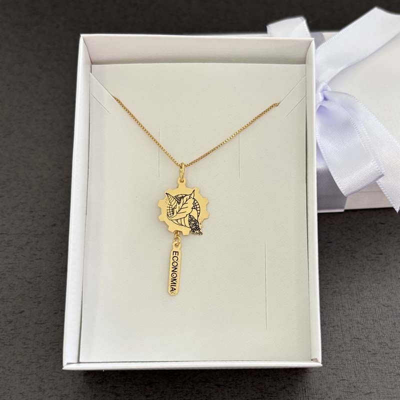 Colar de Profissão Economia Folheado a Ouro 18k