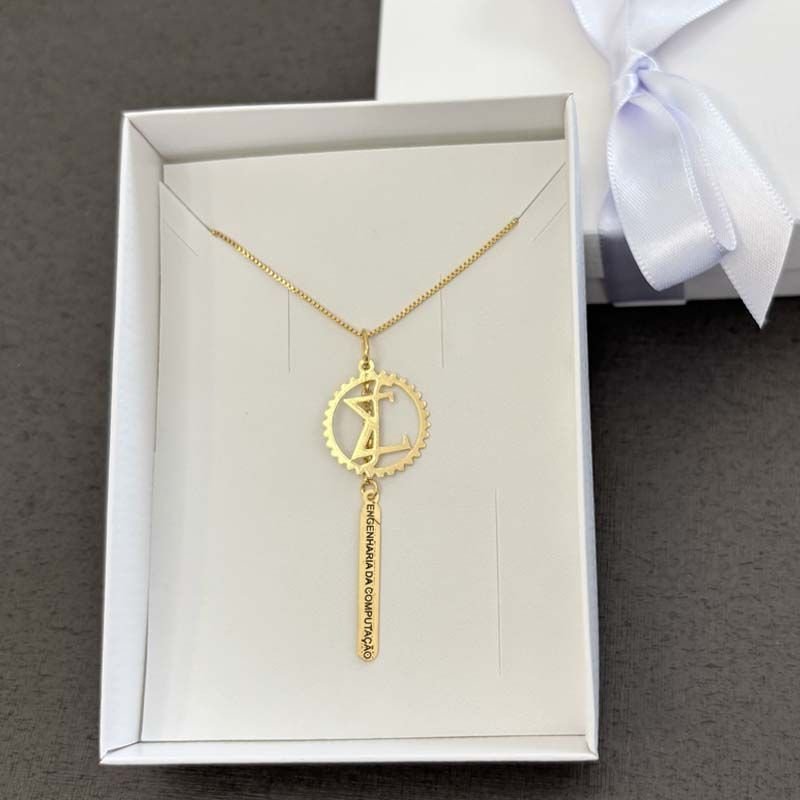 Colar de Profissão Engenharia da Computação Folheado a Ouro 18k