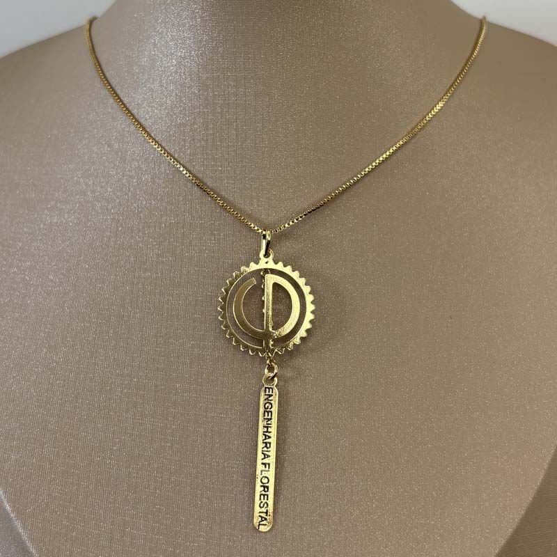 Colar de Profissão Engenharia Florestal Folheado a Ouro 18k