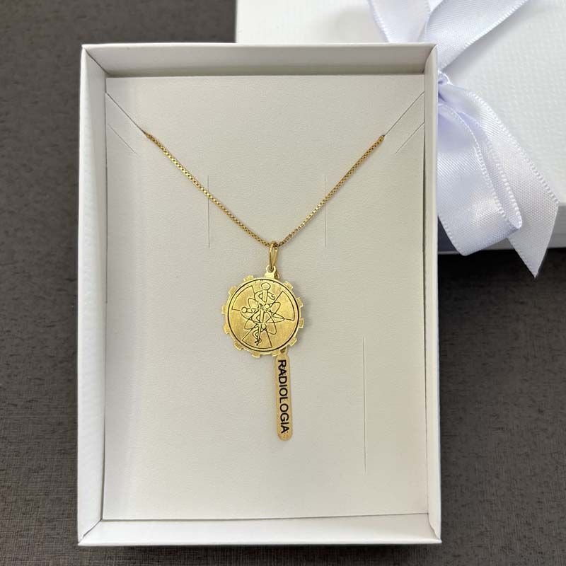 Colar de Profissão Radiologia Folheado a Ouro 18k