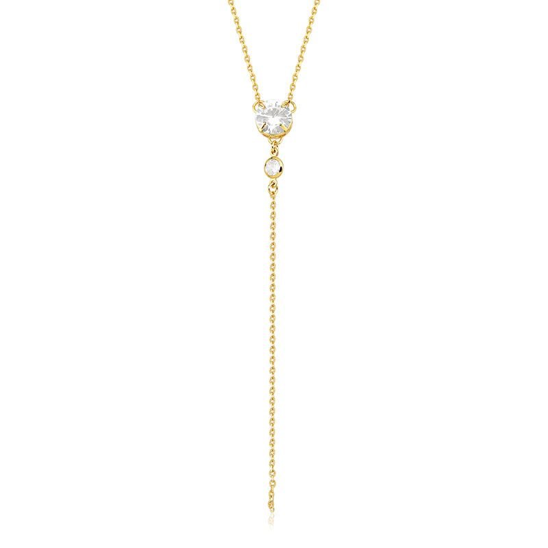Colar Gravatinha com Zircônias Folheado a Ouro 18k