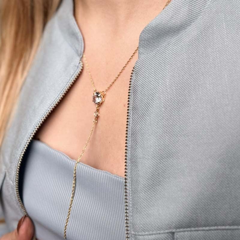 Colar Gravatinha com Zircônias Folheado a Ouro 18k