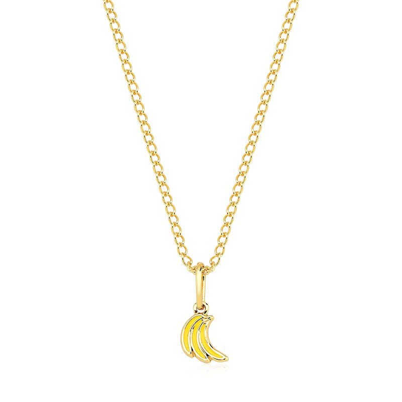 Colar Infantil Bananinhas com Brincos Folheado a Ouro 18k
