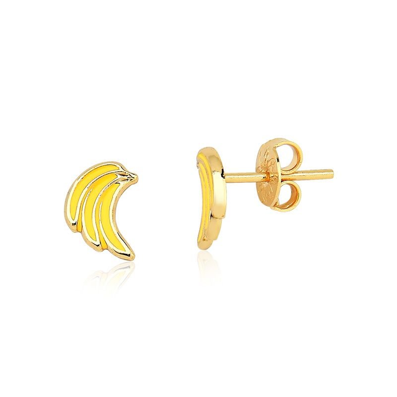 Colar Infantil Bananinhas com Brincos Folheado a Ouro 18k