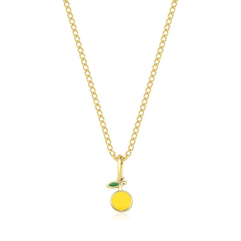 Colar Infantil Laranja com Brincos Folheado a Ouro 18k
