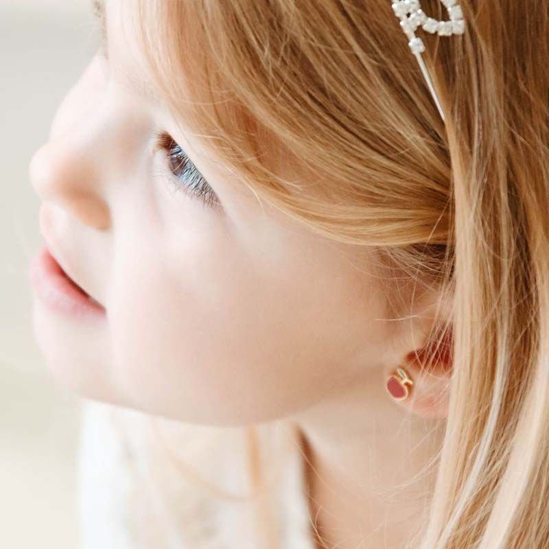 Colar Infantil Maçã com Brincos Folheado a Ouro 18k