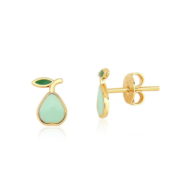 Colar Infantil Pera com Brincos Folheado a Ouro 18k