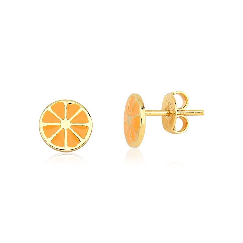Colar Infantil Tangerina com Brincos Folheado a Ouro 18k