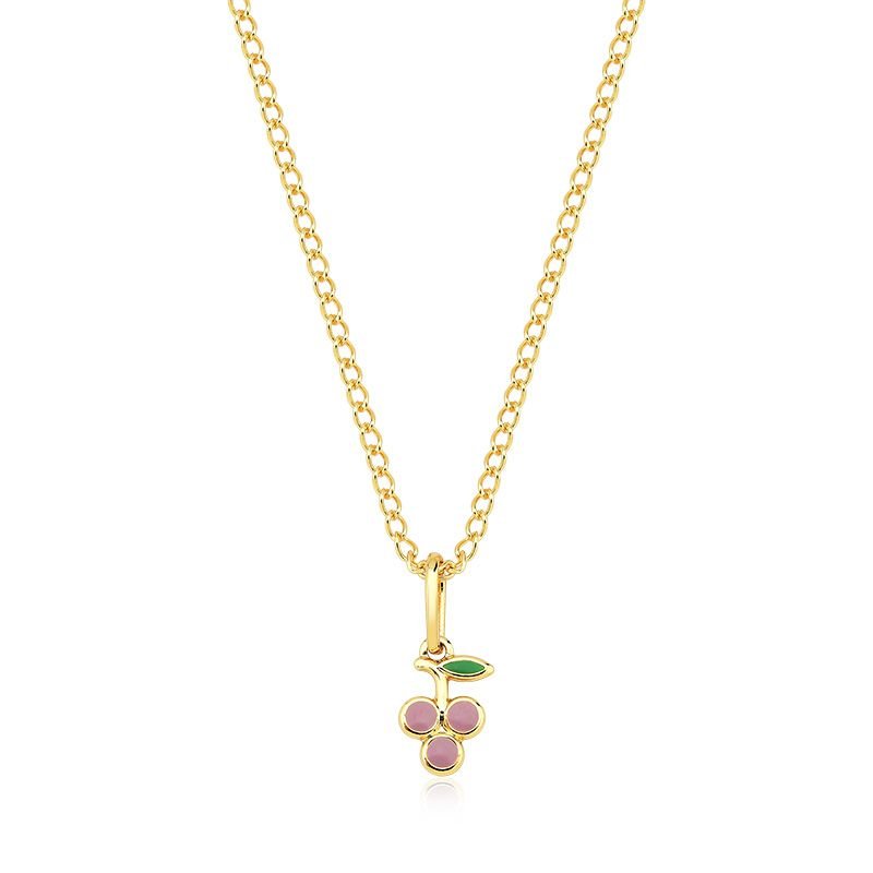 Colar Infantil Uvas com Brincos Folheado a Ouro 18k