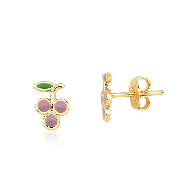 Colar Infantil Uvas com Brincos Folheado a Ouro 18k
