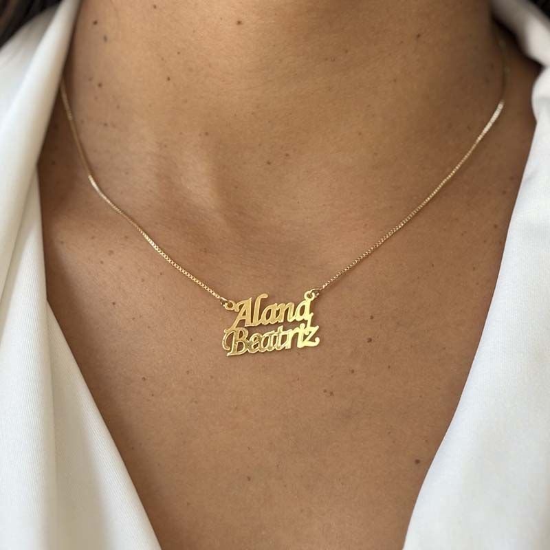 Colar Personalizado com Nome Composto Folheado a Ouro 18k