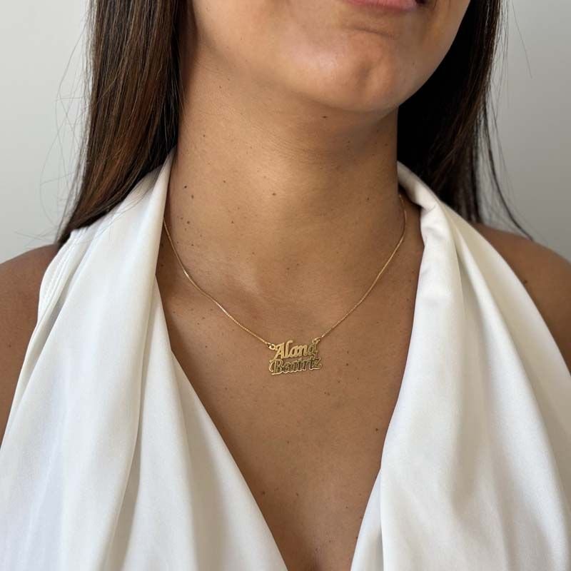Colar Personalizado com Nome Composto Folheado a Ouro 18k