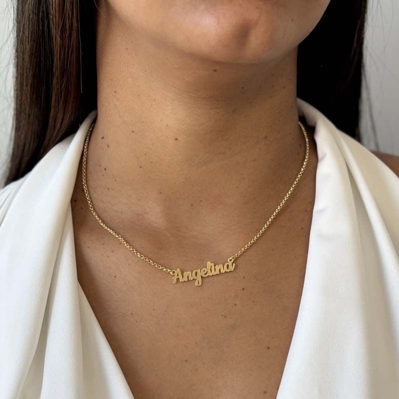 Colar Personalizado com Nome Corrente Portuguesa Folheado a Ouro 18k