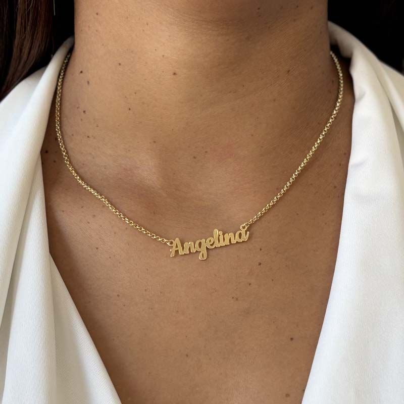 Colar Personalizado com Nome Corrente Portuguesa Folheado a Ouro 18k