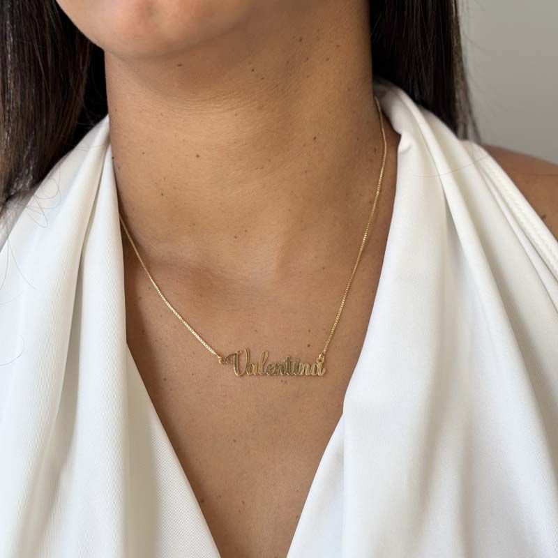 Colar Personalizado com Nome Fonte Grossa Folheado a Ouro 18k