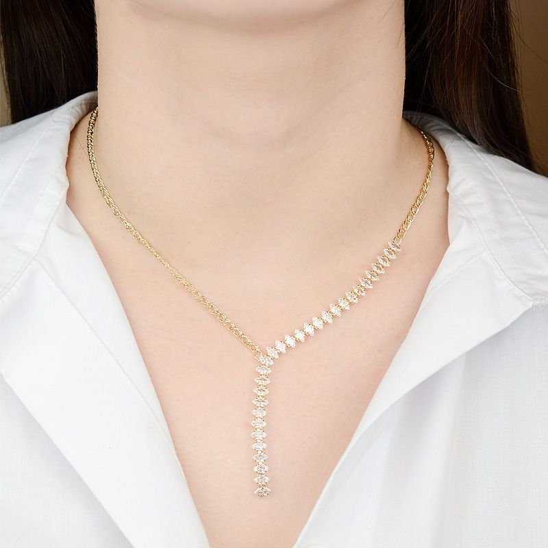 Colar Riviera com Design de Gravata Folheado a Ouro 18k