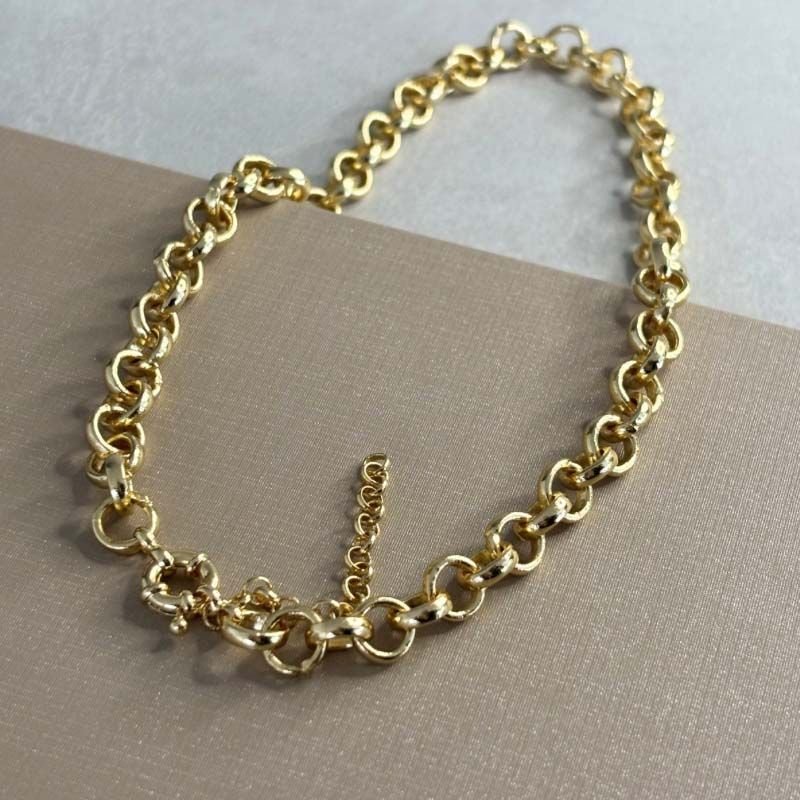 Corrente Elo Português 8mm Folheada a Ouro 18k