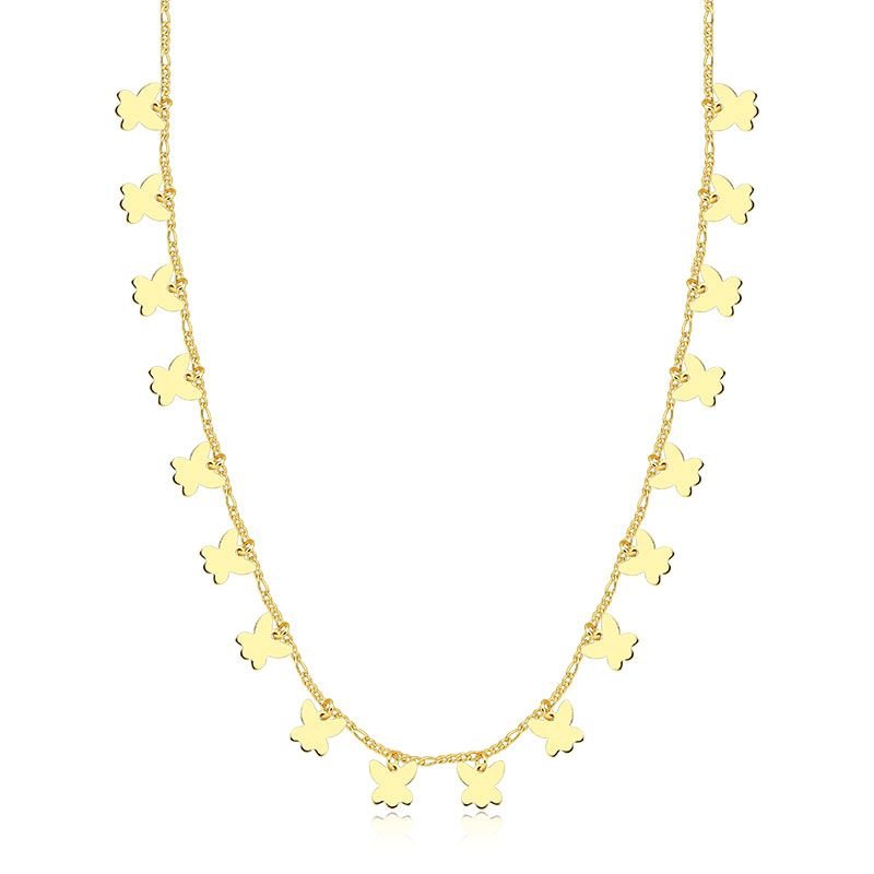 Gargantilha Choker com Borboletas Lisas Folheada a Ouro 18k