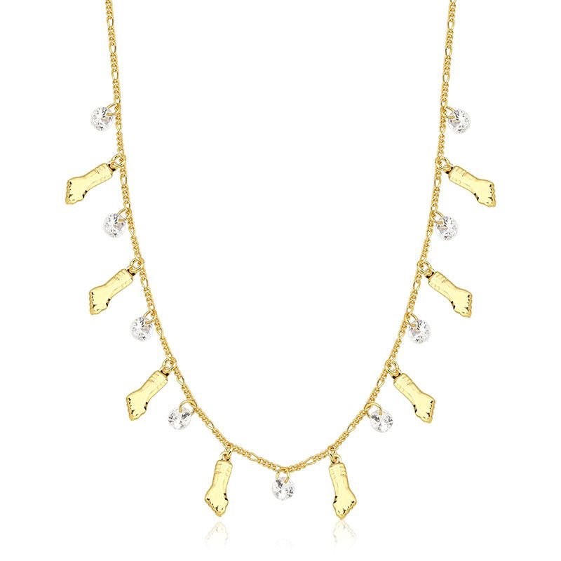Gargantilha Choker com Figas e Pontos de Luz Folheada a Ouro 18k