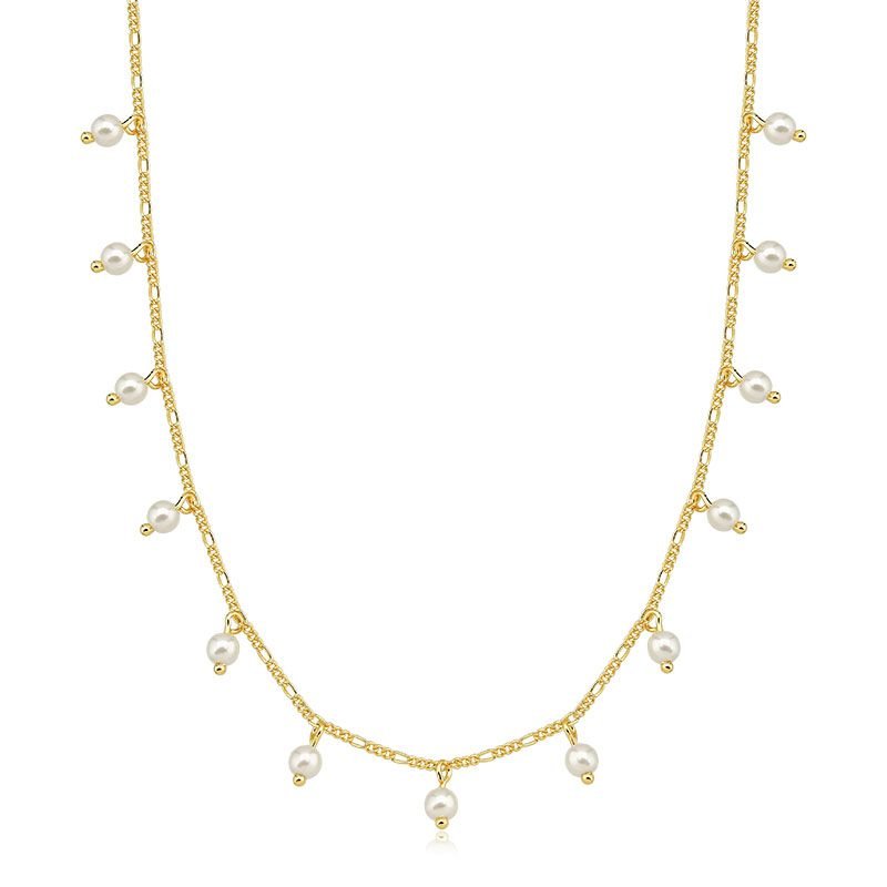 Gargantilha Choker de Pérolas Folheada a ouro 18k
