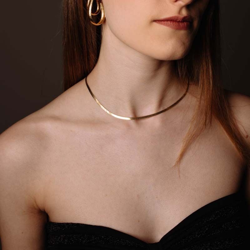 Gargantilha Choker Fita Folheada a Ouro 18k