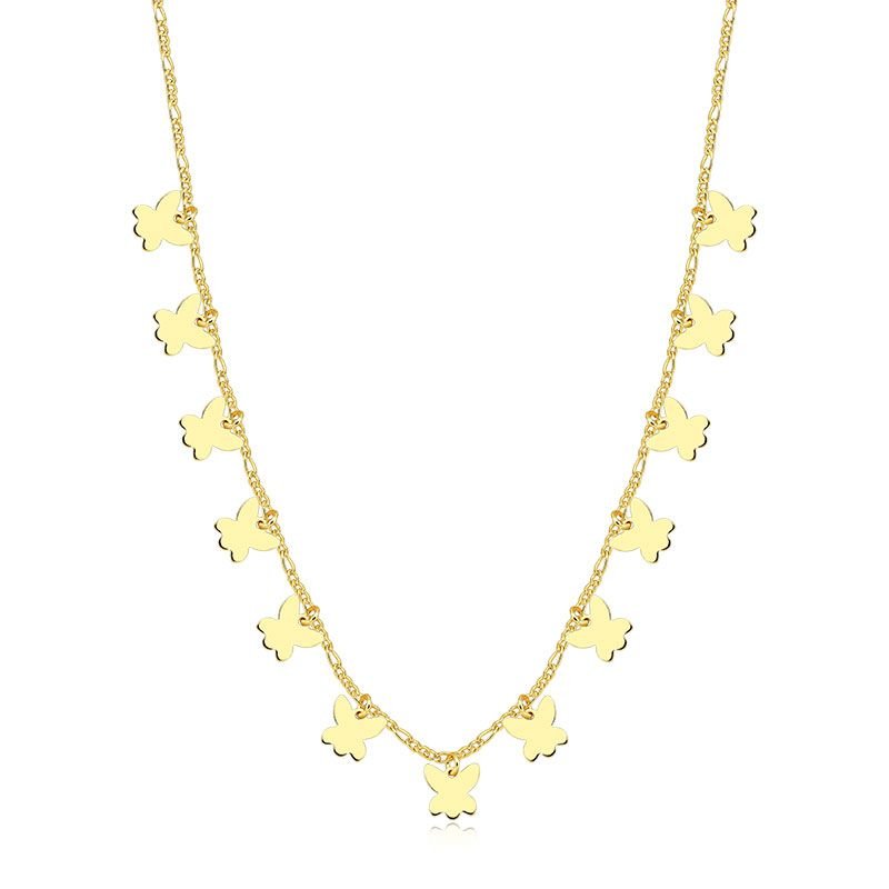 Gargantilha Choker Infantil com Borboletas Lisas Folheada a Ouro 18k