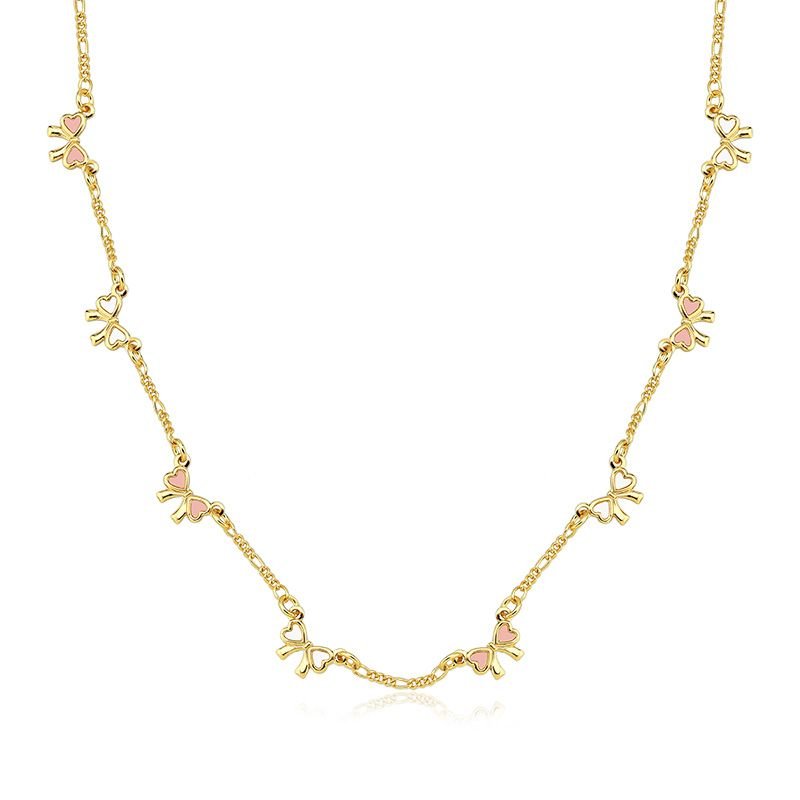 Gargantilha Choker Infantil com Lacinhos Coloridos Folheada a Ouro 18k