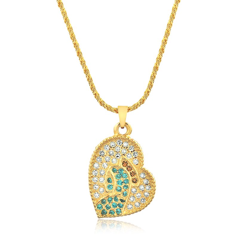 Colar Coração Nossa Senhora com Zircônias Folheado a Ouro 18K