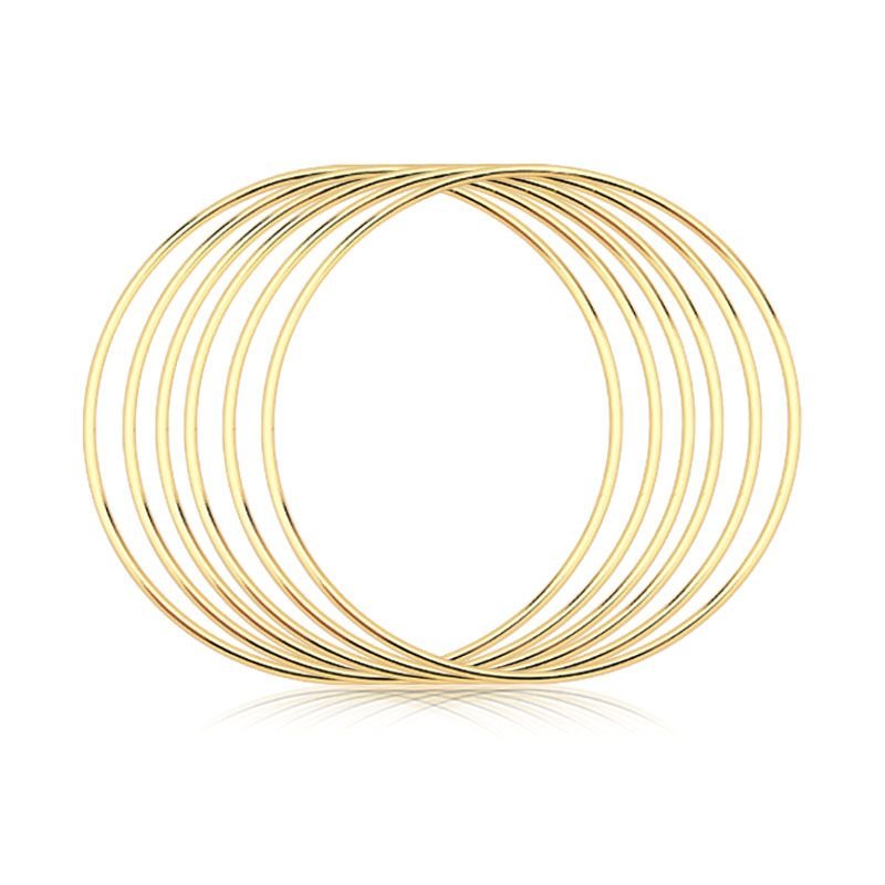 Kit Com 5 Braceletes de Fio Redondo Folheado a Ouro 18k
