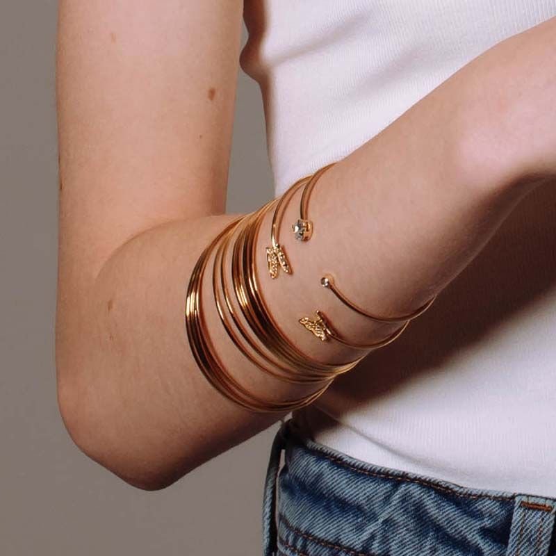 Pulseira Bracelete Aro Fino Folheado a Ouro 18k