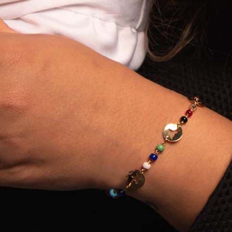 Pulseira de Miçangas Animais Marinhos Folheada a Ouro 18k