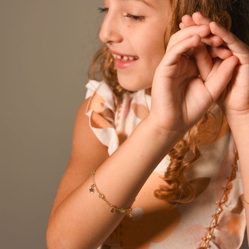 Pulseira de Miçangas Infantil Folheada a Ouro 18k