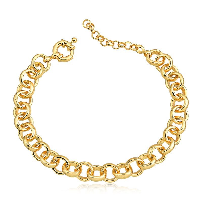 Pulseira Elo Português 8mm Folheada a Ouro 18k