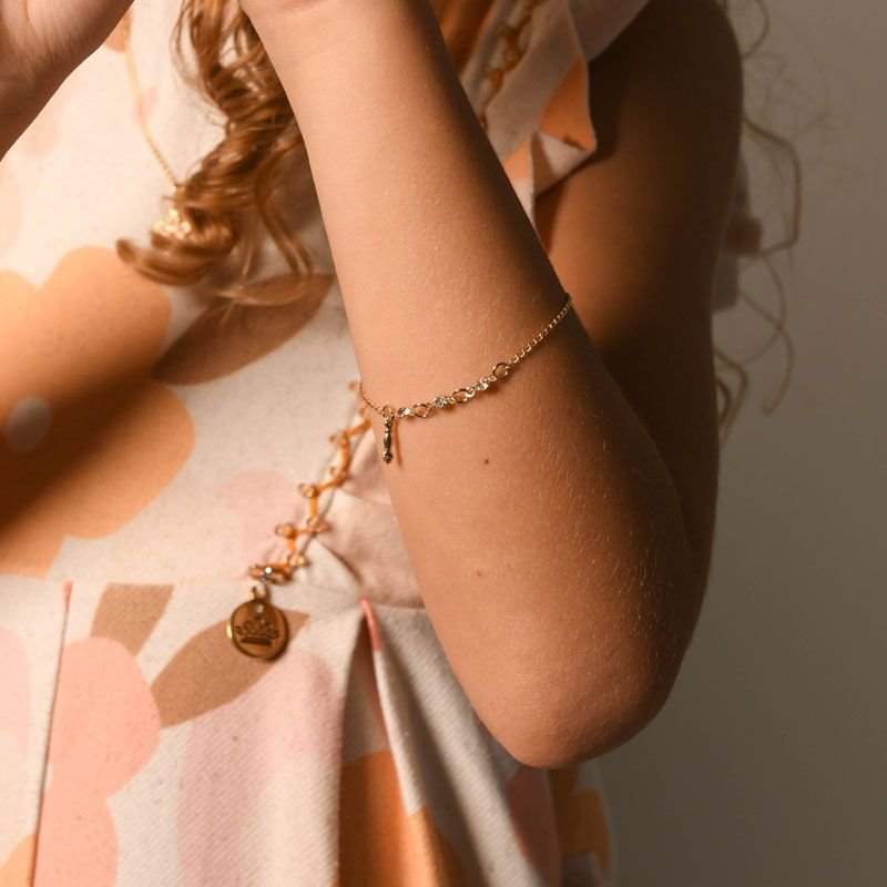 Pulseira Infantil com Figa Folheada a Ouro 18k