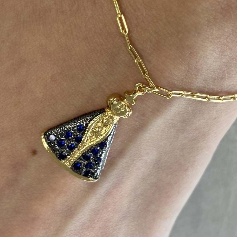Pulseira Nossa Senhora Aparecida Cravejada Folheada a Ouro 18k