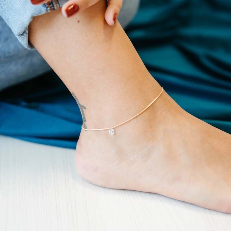 Tornozeleira Ponto de Luz Folheada a Ouro 18k