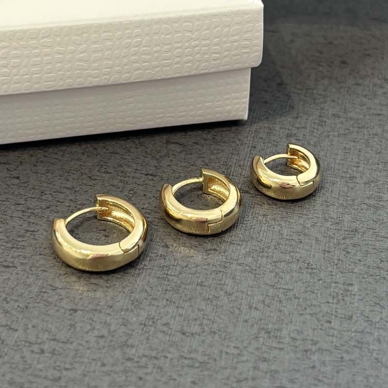 Trio de Brincos Argolas Lisas Folheadas a Ouro 18k